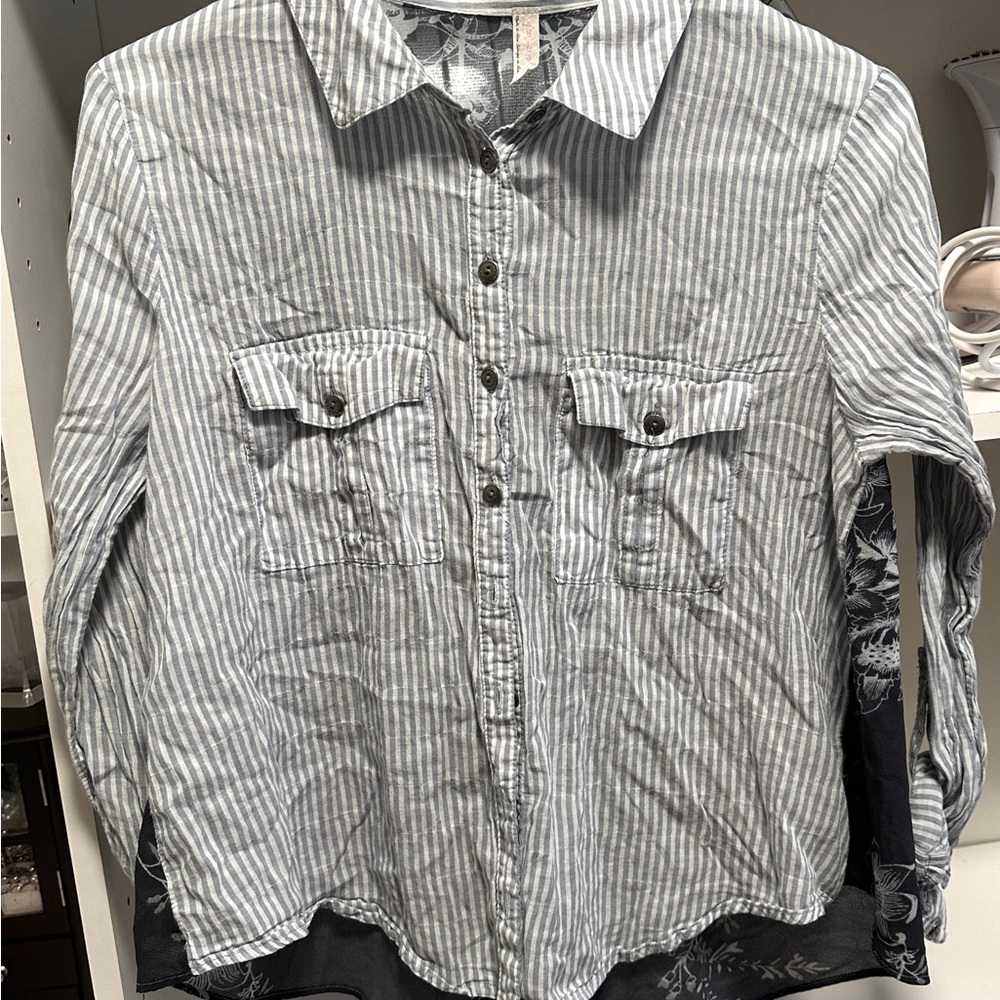 Free people Blue Striped Shirt